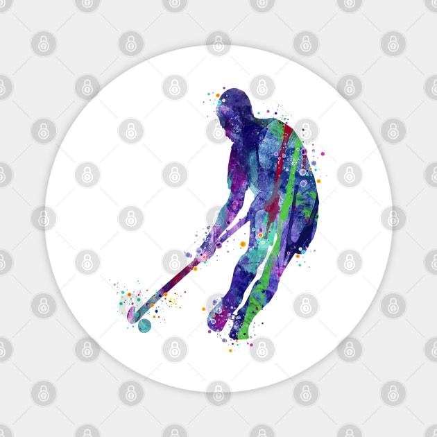 Field Hockey Player Watercolor Magnet by LotusGifts